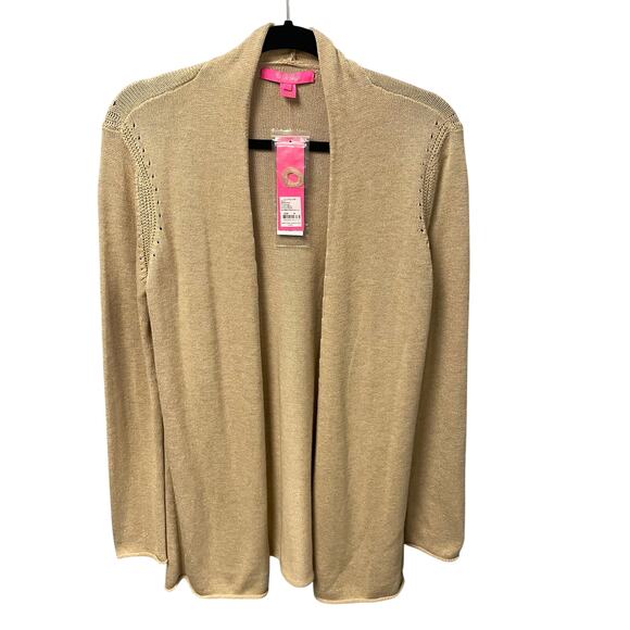 NWT Lilly Pulitzer Allyse Cardigan Heathered Sand Bar Metallic Knit Medium - Picture 1 of 8